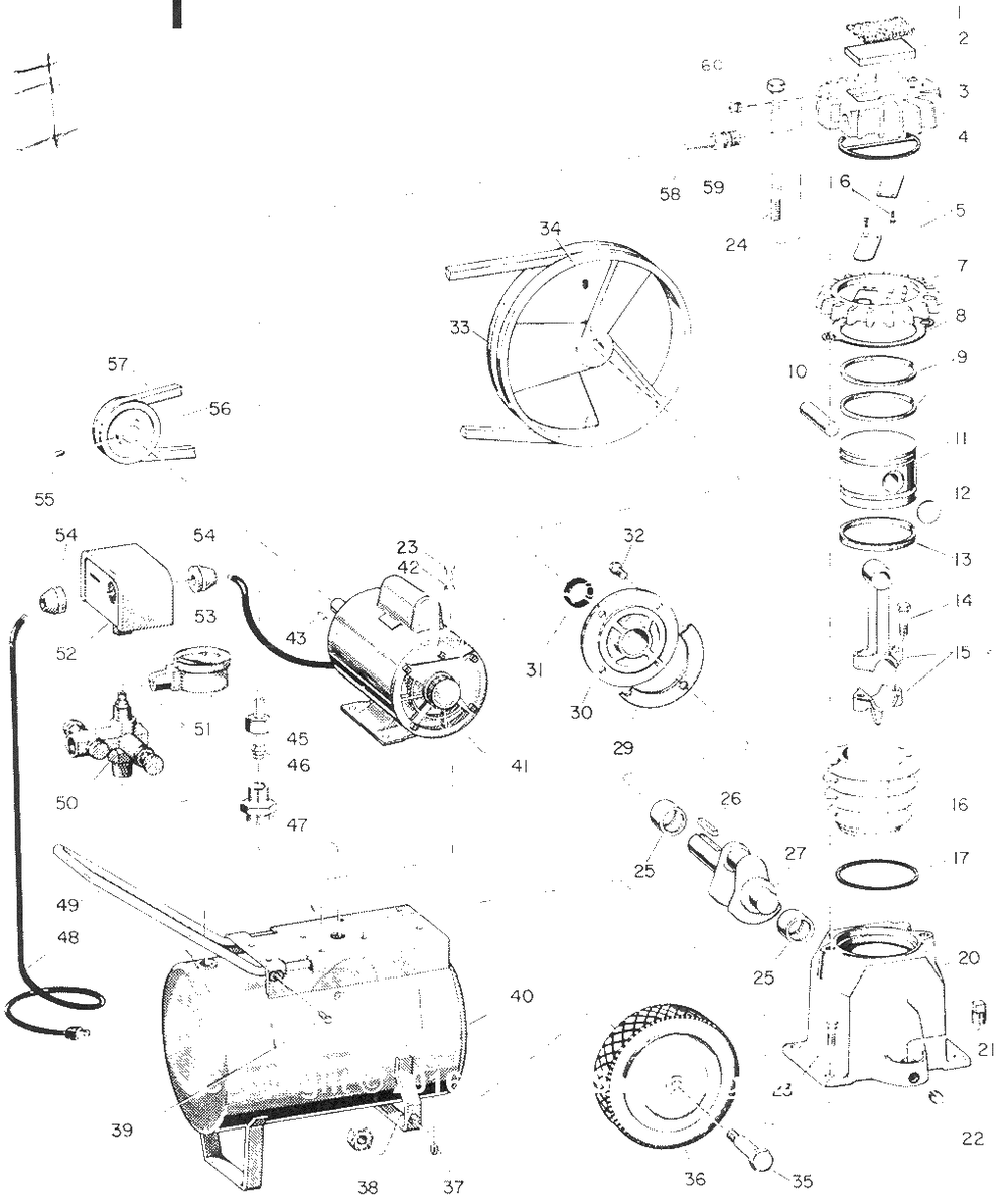 Air-Compressor Parts Diagram and Parts List for FL3003  Campbell Hausfeld Compressor